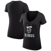 Women's G-III 4Her by Carl Banks Black Los Angeles Kings Team Logo Graphic V-Neck Fitted T-Shirt